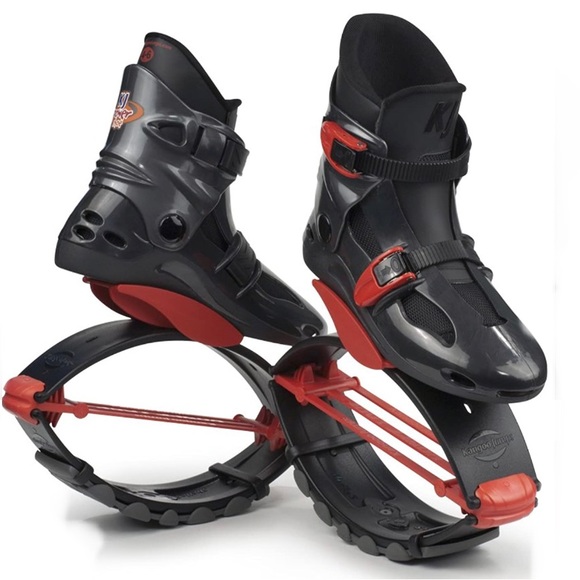 NEW super FUN Kids KJ Kangoo Jumps Power Shoes size 1-3 Titanium, Black & Red - Picture 2 of 10